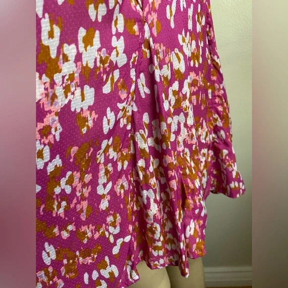 Anthropologie Pink Magenta Mini Floral Tank Dress Sundress Cocktail Halter Light - Picture 7 of 8